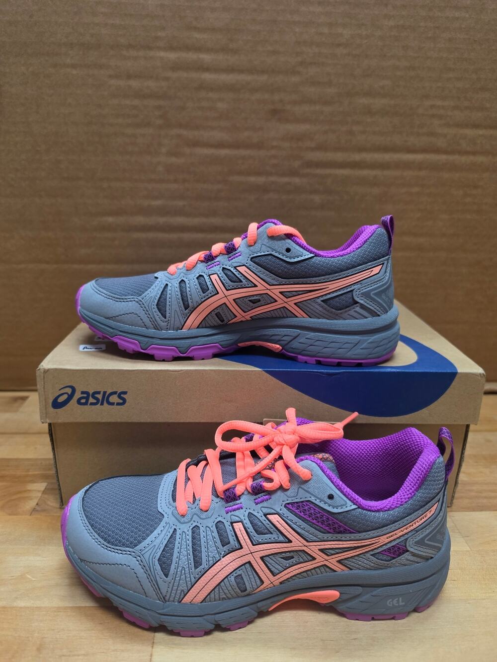 ASICS Kid's Gel-Venture 7 GS Running Shoes-PINK/GRAY- US 4